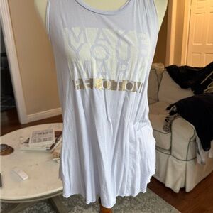 Peloton White Tank Top with Gold Accents